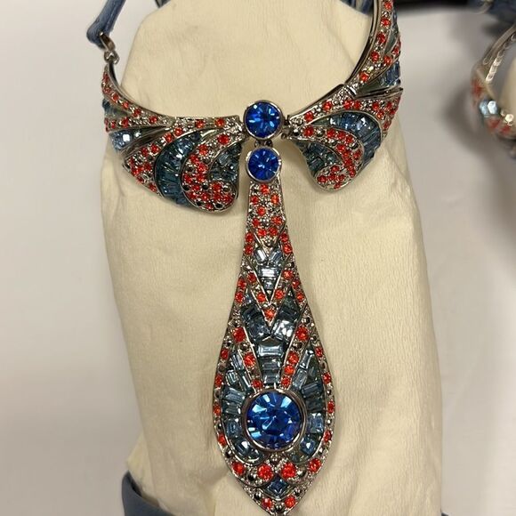 NWT Giuseppe Zanotti blue satin crystal heels. Sz 36 - Picture 4 of 14